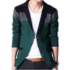 Herenpakken Herfst Jas Mannen Blazers Mode Stiksels Breien Pak Slanke Katoenen Jas Voor Casual Vest Top Jassen XXL