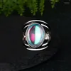 Cluster Rings Vintage 925 Thai Silver Ring Colorful Moonstone For Women Gift Jeweller Grossiststorlek 6-10