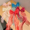 Hair Accessories Chiffon Large Bows Ribbon Girls Hairpins Cute Princess Bowknot Tassel Children Clips Women Ponytail Clip