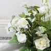 Dekorative Blumen, 2 Stück, 50 cm, kreative Luxus-Kunstblumen-Reihenläufer, Tischdekoration für Hochzeit, Hintergrund, Party, weiße grüne Blattwand