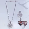 Ожерелье с медальонами в форме сердца на заказ в стиле хип-хоп, блестящая теннисная цепочка 5А, подвеска в виде фоторамки