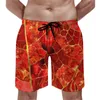 Short pour Homme Planche de Marbre Rouge Été Feuille Abstraite Impression Course à Pied Pantalon Court de Plage à séchage Rapide Motif rétro Grande Taille Maillot de Bain