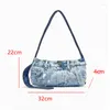 Borse da sera Borsa sottobraccio in denim retrò per donna Borsa a tracolla alla moda patchwork blu navy