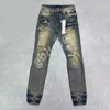 Designer Mens Jeans Purple Denim Pant Estruerad Ripped Biker Jean Slim Fit Motorcykel Män Klädstorlek 30-40 WTC