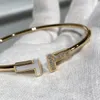 Designer Bracelet T Nail Bangle Fashion Single Row Half Diamond Titanium Steel Bracelet High Quality Designer