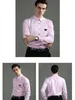 Camisas sociais masculinas Camisa de negócios, ajuste fino elástico, versátil, elástica de quatro lados para todas as estações e camisa de manga comprida masculina que não pode ser passada, toque sedoso e vertical
