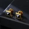 Boucles d'oreilles 1 pièces en acier inoxydable Zircon carré pour hommes mode gothique rue Hip Hop oreille bijoux pendentif Cool Eardrop E342