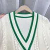 Women's Sweaters Wool Blend Vest Sweater Autumn Striped Hollow Out Fashion White Preppy Girl Jumpers Tops Camis