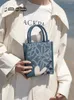 Evening Bags Original Retro Sweet Cool Portable Liten Tote Bag Women's Square Printed Denim Cloth Stitching