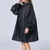 Kadın Trençkotları Rüzgar Derbekleri Yağmur Birlikli Yağmur Birlikli Hood Düz Renk Moda Batwing Sleeve Uzun ve Kargo Yeleği Yağmur