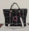 Tote bag women designer bag handbag beach bag Canvas women Shopping bag with 2 pieces purse pearl embroidery chain handbags