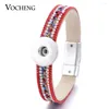 Bracelets de charme Vocheng Ginger Snaps Bijoux 8 Couleurs 18mm Coloré Bling Cristal Cuir Aimant Fermoir Bracelet NN-464 Snap