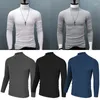 Men's T Shirts Bottoming T-shirt Pullover Tees Tops For Men Tunic Wear High Collar Solid Color Stretch Warm Winter Long Sleeve Thick Soft