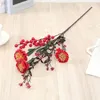 装飾的な花3ヘッド秋のボールchrysanthemum with Red Berry Flower Branch DIY Home Wedding Party Decoration Fake Plants