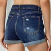 Shorts pour femmes 2023 européen et américain tendance déchiré bouclé élastique taille haute denim jean pantalon pour les femmes travail