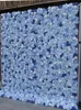 8x8ft Blue Theme 5D Rose Flower Wall Made With Fabric Rolled Up Artificial Flores Arrangement för bröllopsbakgrundsdekoration