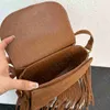 Fashion Triumph tassel bag 1:1 mirror quality matte leather women one shoulder crossbody bag Luxury metal buckle opening designer bag