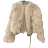 Pele feminina zxryxgs estilo jovem imitação casacos femininos jaquetas elegantes 2023 outono inverno roupas temperamento rendas até casaco engrossado
