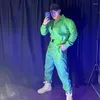 Scena noszenia hip -hop tańczące ubrania męskie Jazz taneczne zielone bodysuit nocny klub imprezowy Man Man Gogo Dancer Costume VDB4493