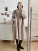 P0020 hiver Style coréen Double boutonnage soie lapin laine longue pardessus femmes à la main en vrac rose gris laine manteau veste