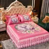 Gonna letto Rosa Romance Camera delle ragazze Biancheria da letto tessili per la casa 3 pezzi / set (1 letto 2 pezzi federa) Lenzuolo King / Queen F0602