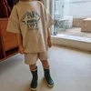 Kleidung Sets Koreanische Kinder Mädchen Baby Kurzarm Set Baumwolle Kinder Sommer Lose T-Shirt 2Pcs Pack Jungen