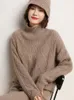 Women's Sweaters Bohemian Geometri Autumn Winter Turtleneck Cashmere Merino Wool Twisted Sweater Women Knitted Pullover Fashion Loose Tops