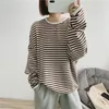 Damenpullover 2023 Herbst Casual Gestreifte Pullover Frauen Gestrickte Baumwolle Sweatshirts Weibliche Lange Ärmel Lose Tops T-shirt Jumper S13