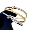 Designer Bracelet T Nail Bangle Fashion Single Row Half Diamond Titanium Steel Bracelet High Quality Designer