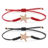 Charm Bracelets Cubic Zirconia Crystal Brass Ocean Starfish Bracelet Women High Quality Sea Animal Red Cord Rope Braided Jewelry Present