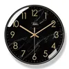 Orologi da parete Orologio da soggiorno Orologio da casa al quarzo Elegante decorazione classica Aghi Oro rotondo Nero Moderno Silenzioso Saat Decor