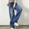 Dżinsy damskie Japońskie Y2K 90. Vintage Low Talled for Women HARAJUU GRUNGE AESTETETYKA niezależne spodnie dżinsowe Koreańskie spodnie uliczne