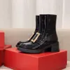 Strass gesp Leren veterschoenen Chunky Martin gevecht enkellaarzen Mode Ronde neus Platform Jurk schoenen luxe designer laarsjes dames Met doos 6cm