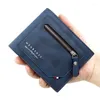 Wallets 2023 Men's Zipper Short Wallet Multifunctional Vertical Mini Three Fold Retro Coin Purse Men PU Leather Card Holder