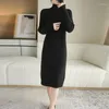 Women's Sweaters Autumn Winter Thicke Sweater Dress Women Semi-Turtleneck Knitted Bottoming Shirt Fashion Long Loose KniDress Outer Wear