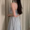 Casual Dresses South Korea Chic Summer French Pure Want To Wind A Word Shoulder Hollow Out Waist Design Irregular Halter Dress Female