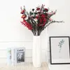 装飾的な花3ヘッド秋のボールchrysanthemum with Red Berry Flower Branch DIY Home Wedding Party Decoration Fake Plants