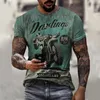 2023 Gorące transgraniczne N Lato 3D drukowanie okrągłego szkiełku z krótkim rękawem, osobowość Retro-Vintage Motorcycle Hip-Hop T-shirt 124