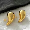 Boucles d'oreilles pendantes en forme de larme épaisse et brillante, cerceaux en métal de Style français, Vintage plaqué or, dôme épais pour femmes