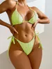 Badmode Vrouw 2023 Nieuwe Sexy Streep Effen Strand Bikini Sets Lace Up Ins Tweedelige Tankini Badmode Badpak Vrouwelijke