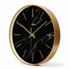 Orologi da parete Orologio da soggiorno Orologio da casa al quarzo Elegante decorazione classica Aghi Oro rotondo Nero Moderno Silenzioso Saat Decor