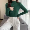 Swetry damskie Zniszczona dzianinowa sweter jesienne zimowe golarki ściągacze chude ciepłe podstawowe ubrania w stylu koreańskim dla kobiet z długich rękawów
