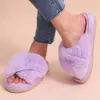 Winter Fuzzy Frauen Frauen lässige Komwarm Flip Flops Flauschige Schuhe Kreuzrutschen Damen weiche Plüsch -Haus innenrinker 2 75