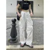 Frauen Jeans Frauen Cargo Hosen Hohe Aufstieg Amerikanischen Stil Weibliche Mode Breite Bein Streetwear Damen Sinn Für Design INS