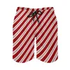 Mäns shorts Red Line Board Christmas Candy Cane Stripes Retro Beach Short Pants Men Design Surfing Bekväma stammar Giftidé