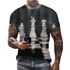 Men's T Shirts Summer Personality Chess Black And White HD 3D Printing Round Neck Men T-shirt Casual Comfortable Short Sleeve Top Clothing
