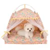 kennels pens ZK20 Pet Dog Tent House Floral Print Enclosed Cat Bed Indoor Folding Portable Comfortable Kitten Kennel For Small Pets 230901