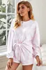 Mulheres sleepwear 2023 chegada letra colorida mulheres sexy senhoras casa roupas dois conjuntos de peças lingerie cinta shorts