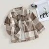 Jassen Peuter Button Shirt Jacket Casual geruite print lange mouw vest jas voor baby baby lente herfst uitloper