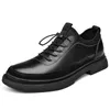 Dress Shoes British Style 2023 Fashion Casual Leather Business Formal Black Round Toe voor mannen